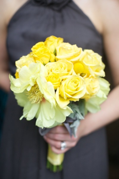 Yellow Wedding Bouquet on Yellow Bridesmaid Bouquet